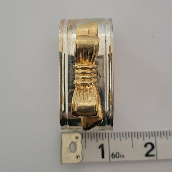Silver Plated Napkin Ring With Gold Plated Bows Set Of 12 - Picture 7 of 10